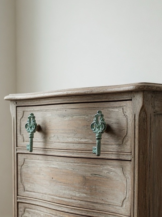 Other - Set of 2 Shabby Chic Cast Iron Skeleton Key Drawer Pulls Mint Green Distressed